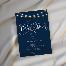 Blauw Elegant minimalistisch Baby shower Kaart