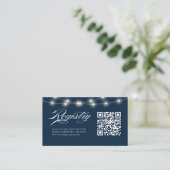 Blauw Elegant Minimalistisch Baby shower QR Code G Informatiekaartje (Staand voorkant)