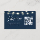 Blauw Elegant Minimalistisch Baby shower QR Code G Informatiekaartje (Voorkant)