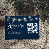 Blauw Elegant Minimalistisch Baby shower QR Code G Informatiekaartje