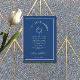 Blauw Elegant Minimalistisch Eenvoudig Huwelijk Bedankkaart