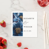 Blauw Elegant Modern Bloem Bruiloft Servet (Insitu)