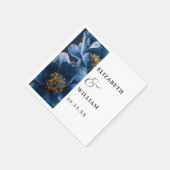 Blauw Elegant Modern Bloem Bruiloft Servet (Hoek)