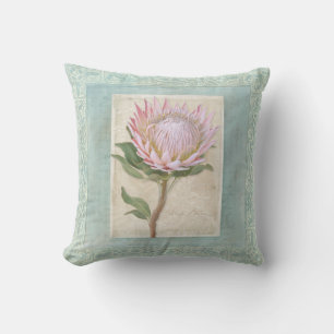 Blauw Elegant  Modern Floral Pink Protea Kussen