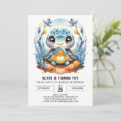 Blauw Elegant Modern Turtle Boy Verjaardag Kaart (Staand voorkant)