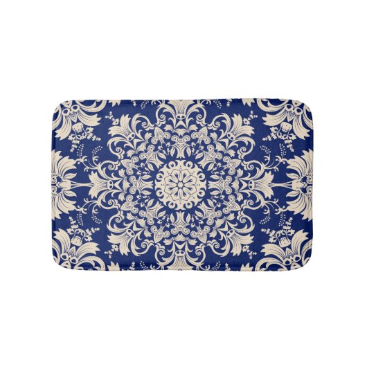 Blauw : Elegant naadloos patroon. Badmat (Voorkant)