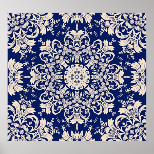 Blauw : Elegant naadloos patroon. Poster (Voorkant)
