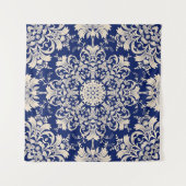 Blauw : Elegant naadloos patroon. Wandkleed (Voorkant)