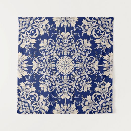 Blauw : Elegant naadloos patroon. Wandkleed (Voorkant)