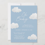 Blauw elegant Oh Baby shower modern stijlvol Kaart (Voorkant)