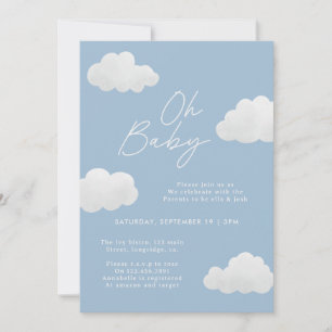 Blauw elegant Oh Baby shower modern stijlvol Kaart
