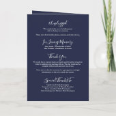 Blauw Elegant Onderschrift Bruiloft Programma (Achterkant)