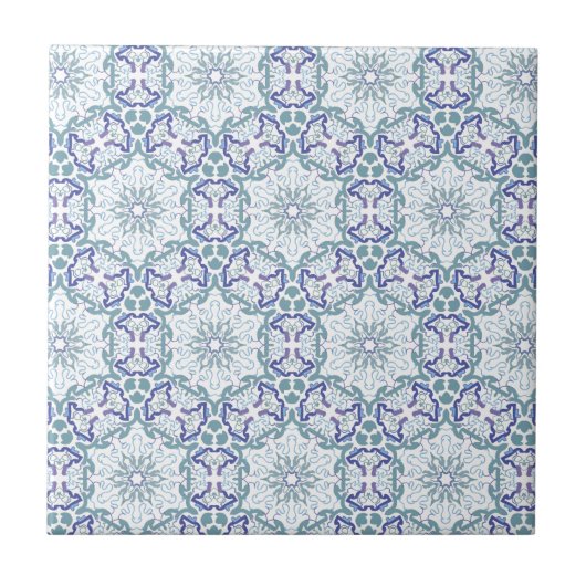 Blauw Elegant Patroon tegels of trivet Tegeltje (Voorkant)