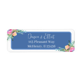 Blauw Elegant Roze Rosebud Etiket