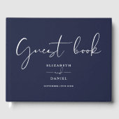 Blauw Elegant Schrift Huwelijk Gastenboek (Voorkant)