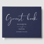 Blauw Elegant Script Huwelijk Gastenboek (Voorkant)