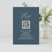 Blauw Elegant Script Minimalist QR Bruiloft RSVP Informatiekaartje (Staand voorkant)