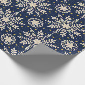 Blauw Elegant Sneeuwvlok Kerst Verpakkingspapier Cadeaupapier (Hoek)