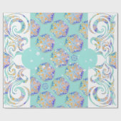 Blauw Elegant Snowflake Snowstorm patroon Cadeaupapier (Vlak)