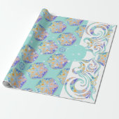 Blauw Elegant Snowflake Snowstorm patroon Cadeaupapier (Uitgerold)