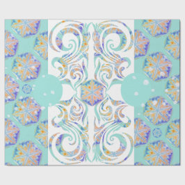Blauw Elegant Snowflake Snowstorm patroon Cadeaupapier