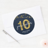 Blauw Elegant Strings of Lights 10th Jubileum Ronde Sticker (Envelop)