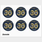 Blauw Elegant Strings of Lights 30th Jubileum Ronde Sticker (Vel)