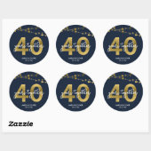 Blauw Elegant Strings of Lights 40th Jubileum Ronde Sticker (Vel)