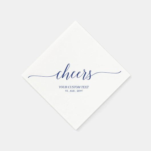 Blauw | Elegant Stylish Lettering Cheers Party Servet (Hoek)