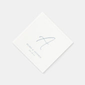 Blauw | Elegant Thin Line Script Wedding Monogram Servet (Hoek)