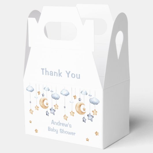 Blauw Elegant Twinkle Twinkle Baby shower Bedankdoosjes (Geopend)