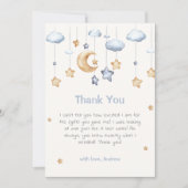Blauw Elegant Twinkle Twinkle Baby shower Bedankkaart (Voorkant)