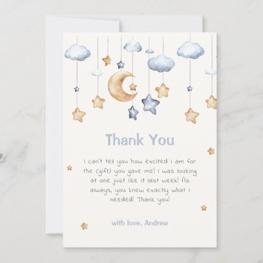 Blauw Elegant Twinkle Twinkle Baby shower Bedankkaart