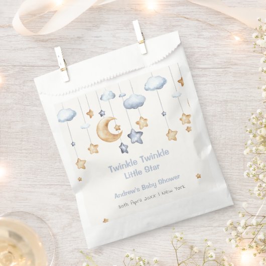 Blauw Elegant Twinkle Twinkle Baby shower Bedankzakje (Geknipt)