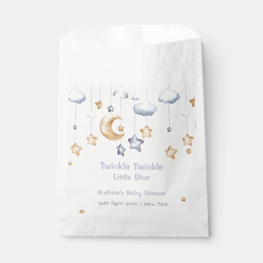 Blauw Elegant Twinkle Twinkle Baby shower Bedankzakje (Voorkant)