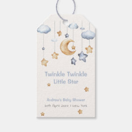 Blauw Elegant Twinkle Twinkle Baby shower Cadeaulabel