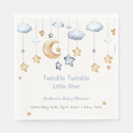 Blauw Elegant Twinkle Twinkle Baby shower Servet