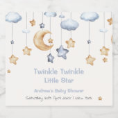 Blauw Elegant Twinkle Twinkle Baby shower Sparkling Wijnetiket (Enkel label)