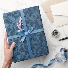 Blauw Elegant Victoriaans Bloemengiftpapier Om Te  Cadeaupapier