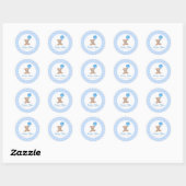 Blauw elegant we kunnen bijna wachten baby shower ronde sticker (Vel)