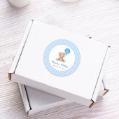 Blauw elegant we kunnen bijna wachten baby shower ronde sticker