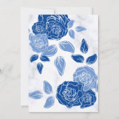 Blauw Elegant Wit Grijs Bloemen Hart Uitnodiging (Achterkant)