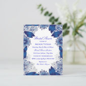 Blauw Elegante Bloemen | Uitnodiging voor bruidsdo (Staand voorkant)