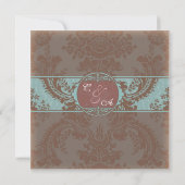 Blauw elegante damast save the date (Achterkant)