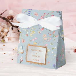 Blauw Elegante Favorietendoos met Wilde Bloemen Bedankdoosjes