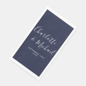 Blauw Elegante Handtekening Script Bruiloft Servet (Hoek)