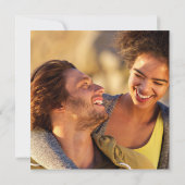 Blauw Elegante Handtekening Script Huwelijksfoto Kaart (Achterkant)