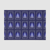 Blauw Elegante Kerstboom en Sterren Weefselpapier Tissuepapier (Voorkant)