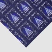 Blauw Elegante Kerstboom en Sterren Weefselpapier Tissuepapier (Detail)