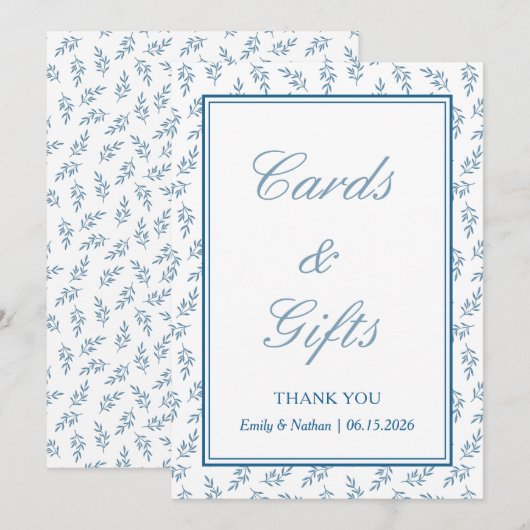 Blauw Elegante Klassieke Trouwkaarten & Geschenken (Voorkant / Achterkant)